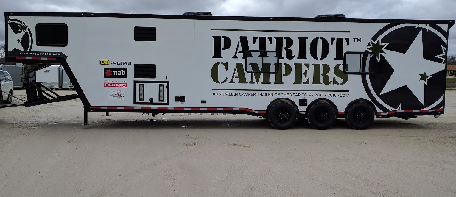 Patriot Campers wrap, large camper wrap, exterior camper wrap, camper graphics