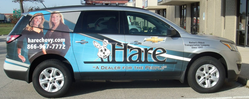 small suv business vehicle wrap, Hare Chevrolet vehicle wrap, Chevy vehicle wrap, dealership vehicle wrap